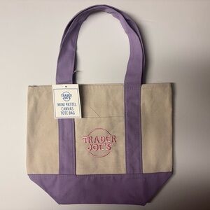 Trader Joe's Lavender and Cream Canvas Tote Bag
